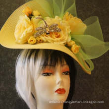 Yellow Kentucky Derby Fascinator Downton Abbey Tea Party Garden Party Easter Church Wedding Special Occasion